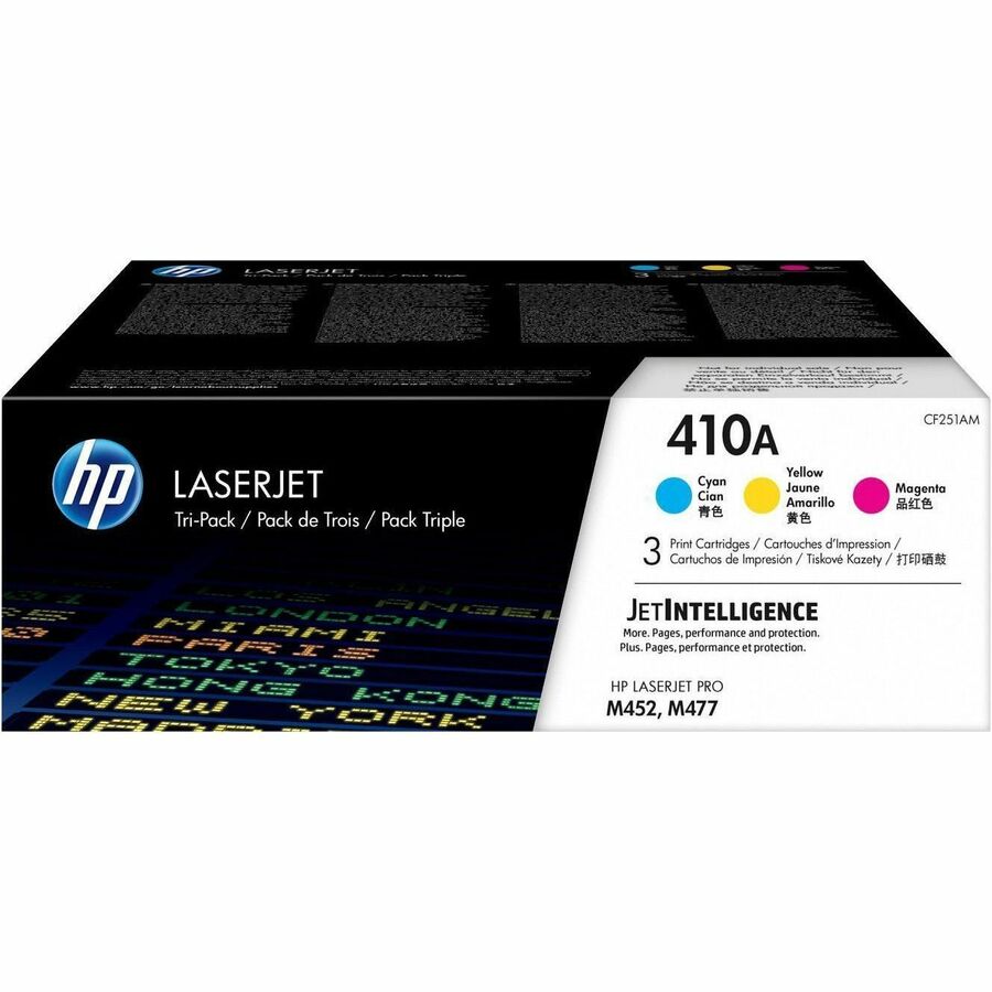 HP 410A (CF251AM) Original Standard Yield Laser Toner Cartridge - Yellow, Cyan, Magenta - 1 Carton