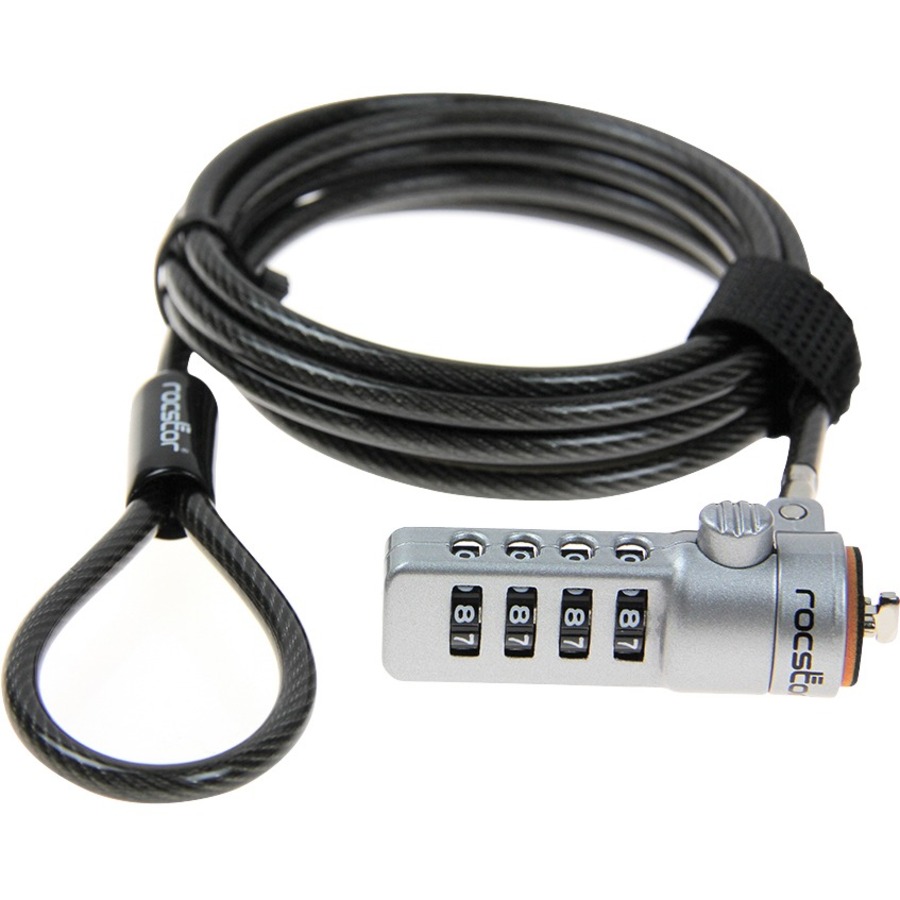 ROCBOLT COMBINATION CABLE LOCK - 4-DIGIT COMBINATION LOCK - 6 FT 1.8M - FOR NOTE