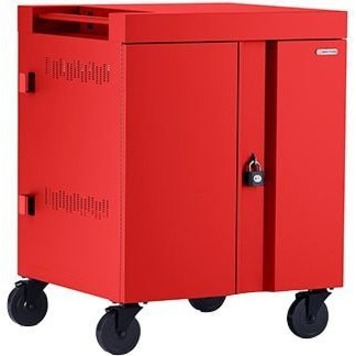 CHARGING CART AC FOR UP TO 32 DEVICES W/BACK PANEL,1.4 W SLOTS, RED