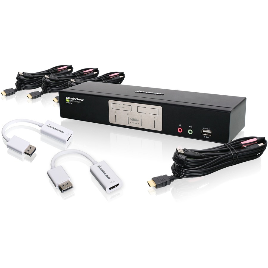 4-PORT HDMI KVMP SWITCH WITH DISPLAYPORT ADAPTERS TAA COMPLIANT