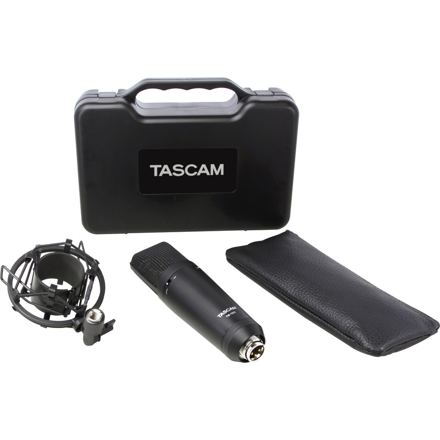 TASCAM TM-180 Studio Condenser Microphone with Shockmount, Hard Case, and Zippered Soft Case (TM-180) | For Studio and Live Recording | Cardioid Pickup Pattern | 10 dB Pad