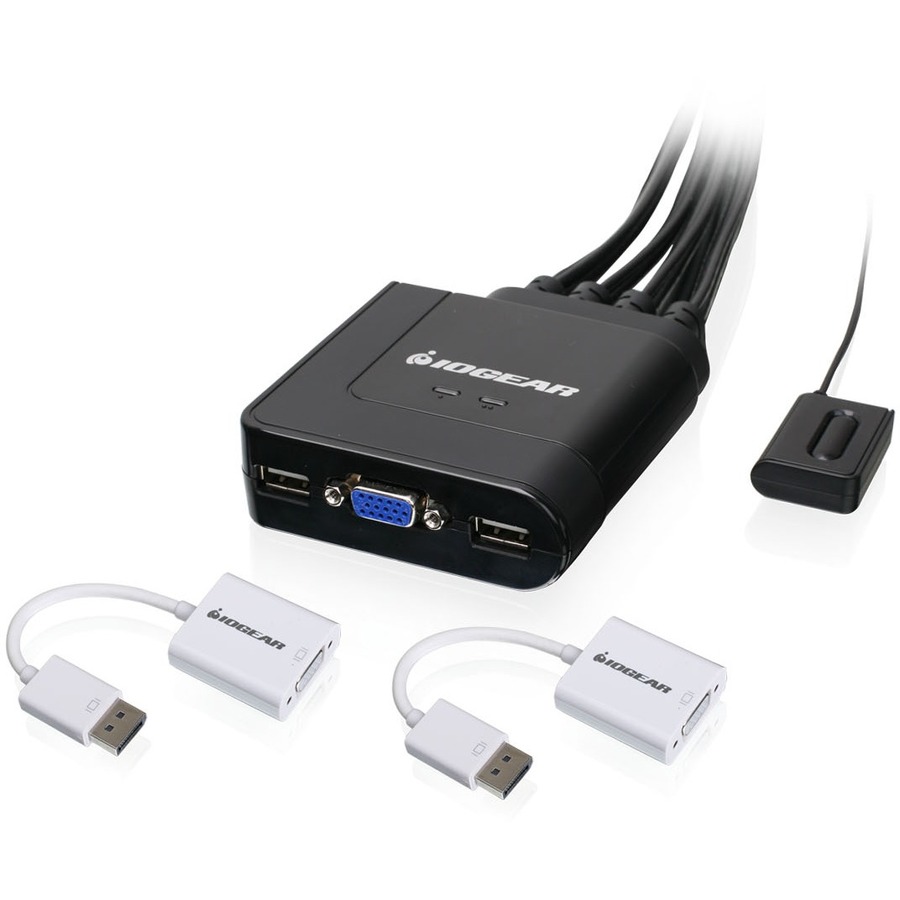 2-PORT CABLE VGA KVM WITH DISPLAYPORT ADAPTERS