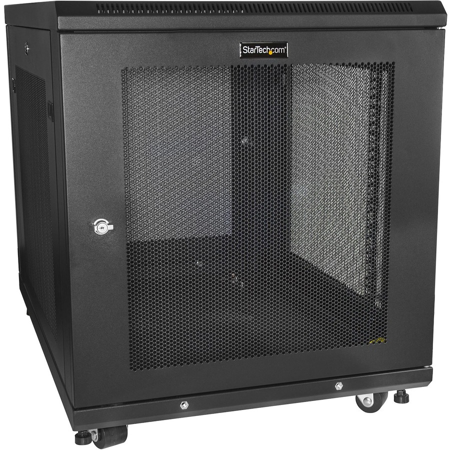 4 POST 12U 19IN SERVER RACK CABINET W/CASTERS/LEVELLING FEET - MOBILE/ROLLING/LO