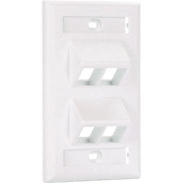 NETKEY 4PT SLOPED V FACEPLATE W/ LBL WHT