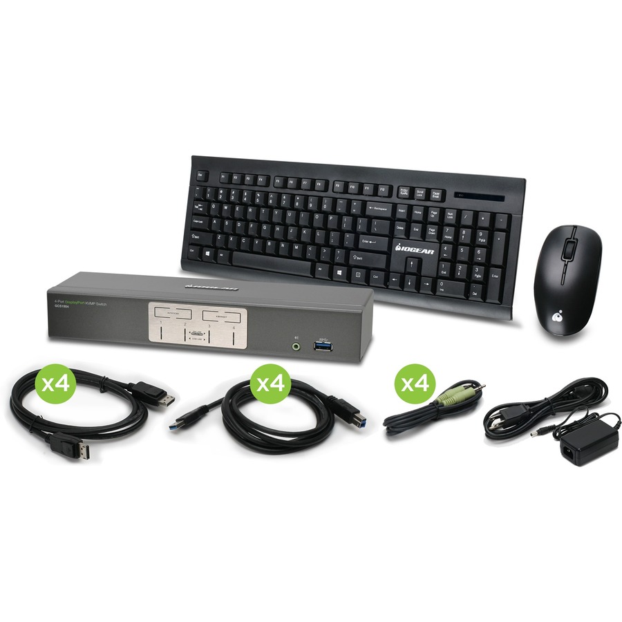 4-PORT 4K UHD DISPLAYPORT KVMP SWITCH WITH KB/MOUSE TAA COMPLIANT