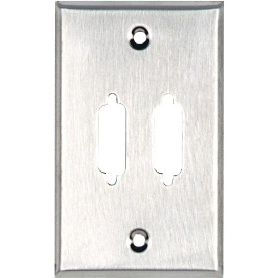 WALLPLATE - DB15, SINGLE-GANG, 2-PUNCHOUT OPENINGS, STAINLESS