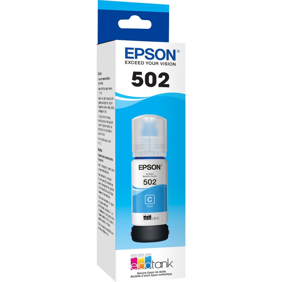 EPSON T502 Cyan Ink Bottle with Sensormatic (T502220-S) | Compatible with ET-2750, ET-4750