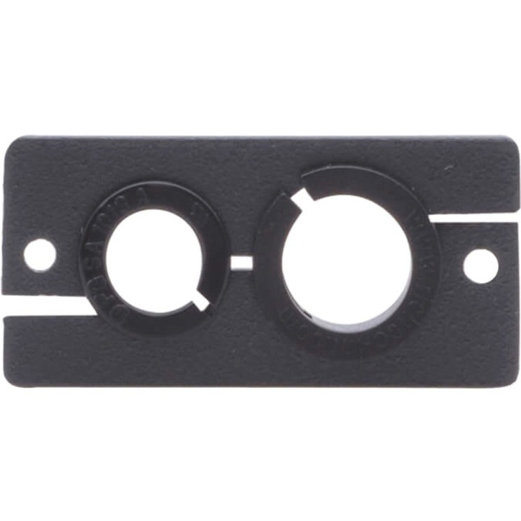 TWO-SIZED CABLE PASS-THROUGH WALL PLATE INSERT.