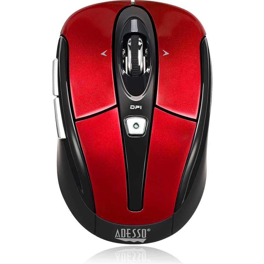ADESSO RED 2.4GHZ WIRELESS OPTICAL MINI MOUSE, WITH PROGRAMMABLE DRIVER, 4-WAY