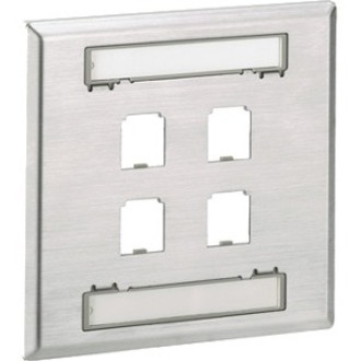 FACEPLATE 4PT DOUBLE CLASSIC S-STEEL EA