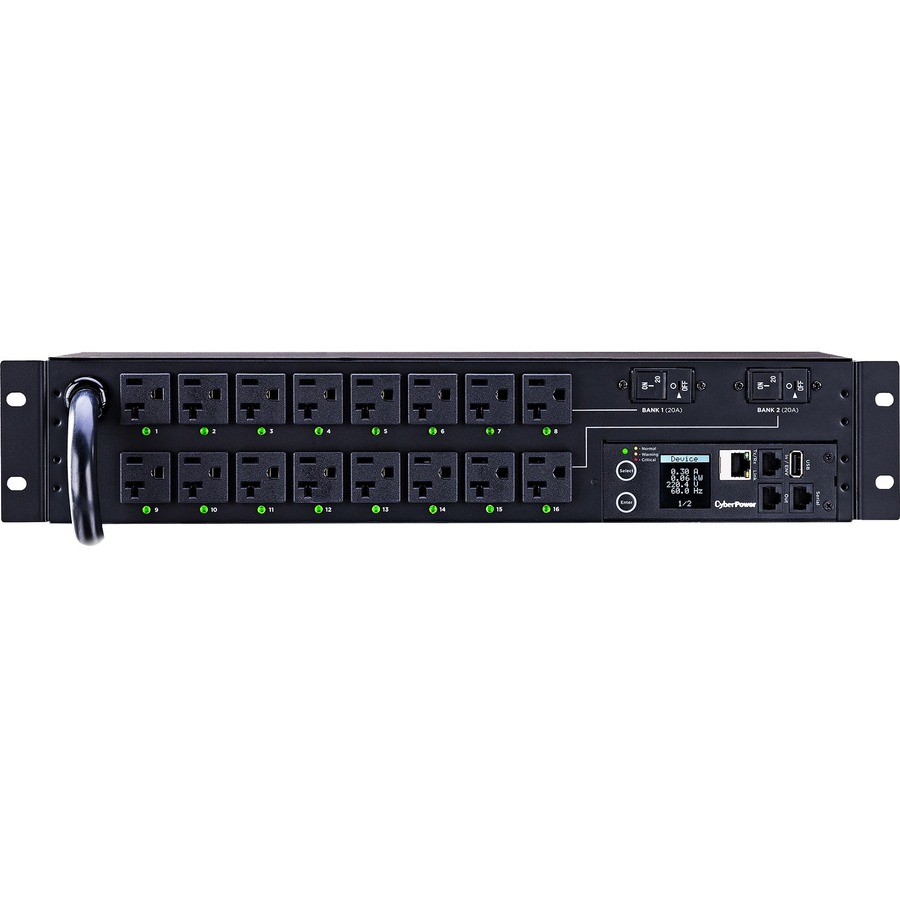 CyberPower PDU41003 16-Outlets PDU - Monitored - NEMA L5-30P - 16 x NEMA 5-20R - 120 V AC - Network (RJ-45) - 2U - Horizontal/Vertical - Rack-mountable, Wall-mountable