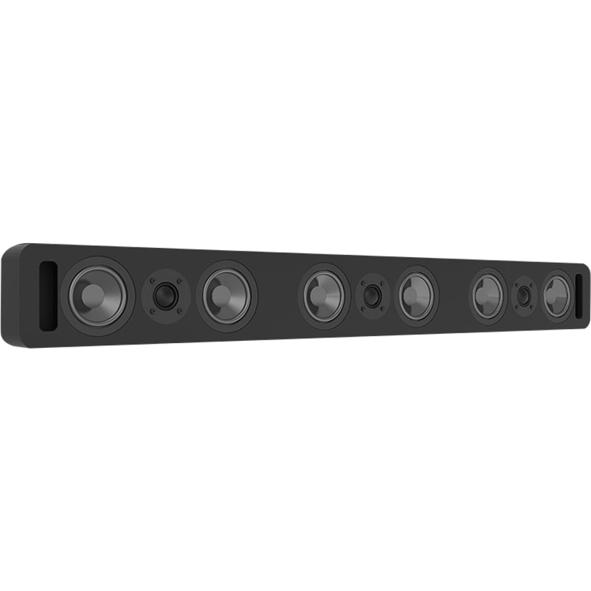 ONE EACH 3 CHANNEL PASSIVE SOUNDBAR W/ DUAL 4IN GRAPHITE WOOFERS & 1IN SILK DOME