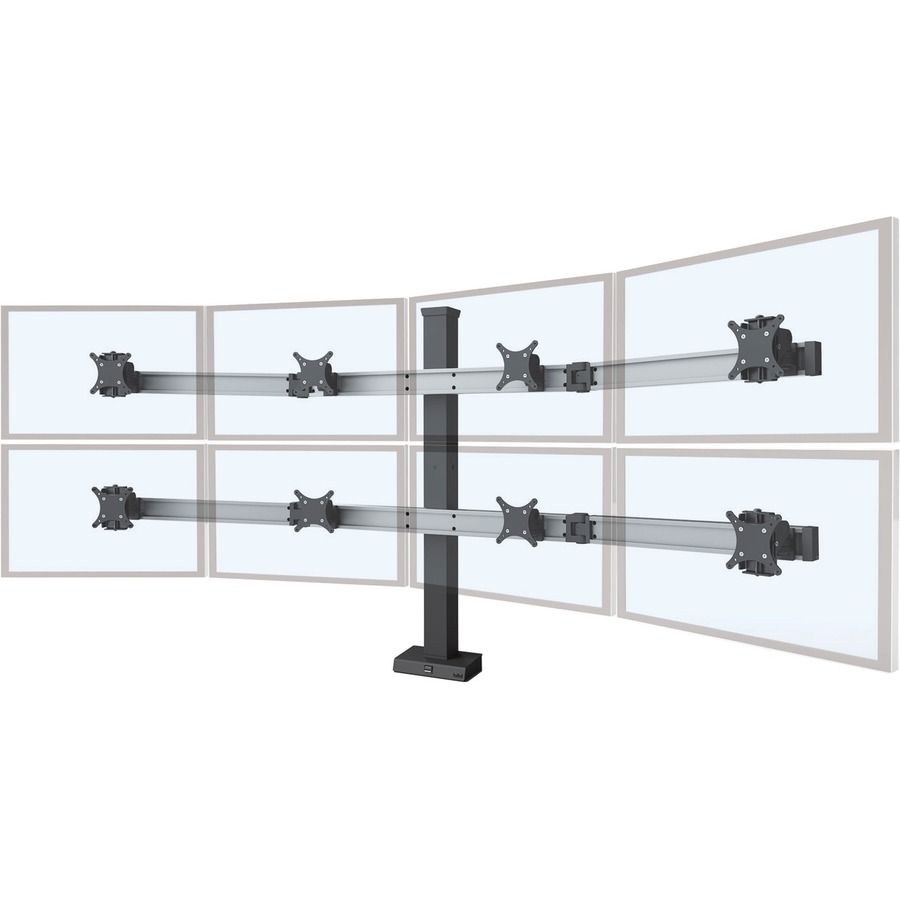 Supports Four Monitors up to 24in and 30 Lbs Each. Front-Access Mounting, Adjust