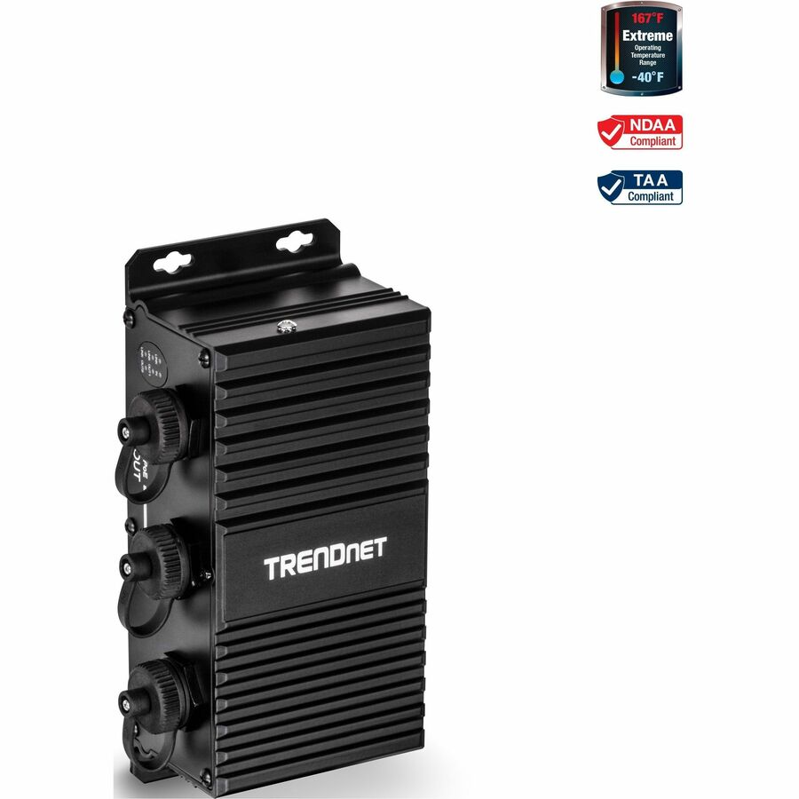 TRENDnet TI-EU120 2-Port Industrial Outdoor Gigabit Extender | PoE