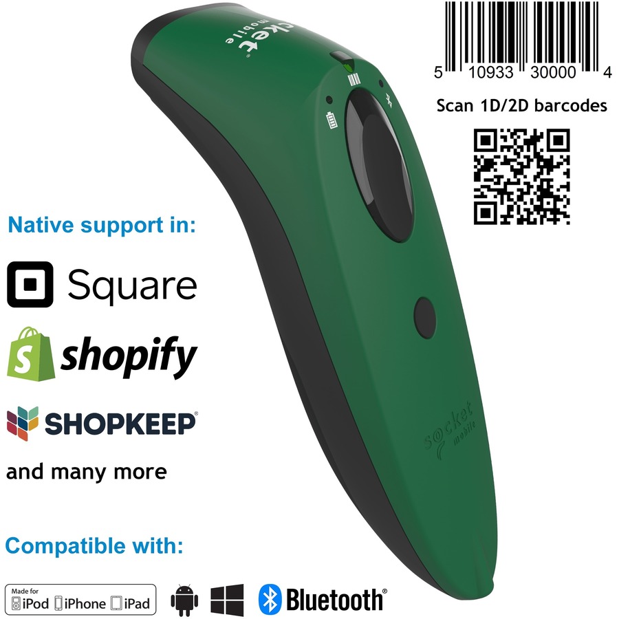Socketscan S740, Universal Barcode Scanner, Green