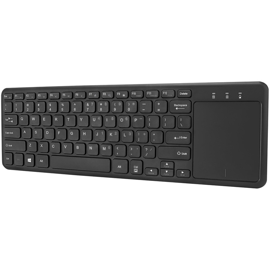 Adesso Wireless Keyboard with Built-in Touchpad - Wireless Connectivity - RF - 30 ft (9144 mm) - 2.40 GHz - USB Interface - 78 Key Windows Key Hot Key(s) - English (US) - Computer - TouchPad - Windows, Linux, Android - Scissors Keyswitch - AAA Battery Siz