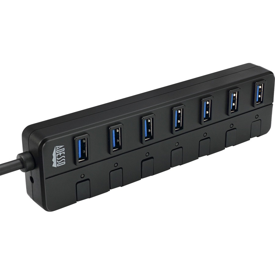 ADESSO 7 PORTS USB 3.0 HUB WITH AC POWER ADAPTER AND POWER SAVING SWITCH , COMPA
