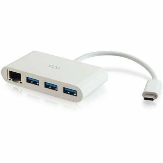 USB-C ETHERNET AND 3-PORT USB HUB WHITE