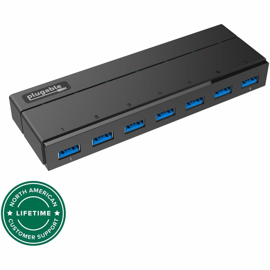 PLUGABLE 7-PORT USB 3.0 HUB WITH 36W POWER ADAPTER - DRIVERLESS - EFFORTLESSLY C