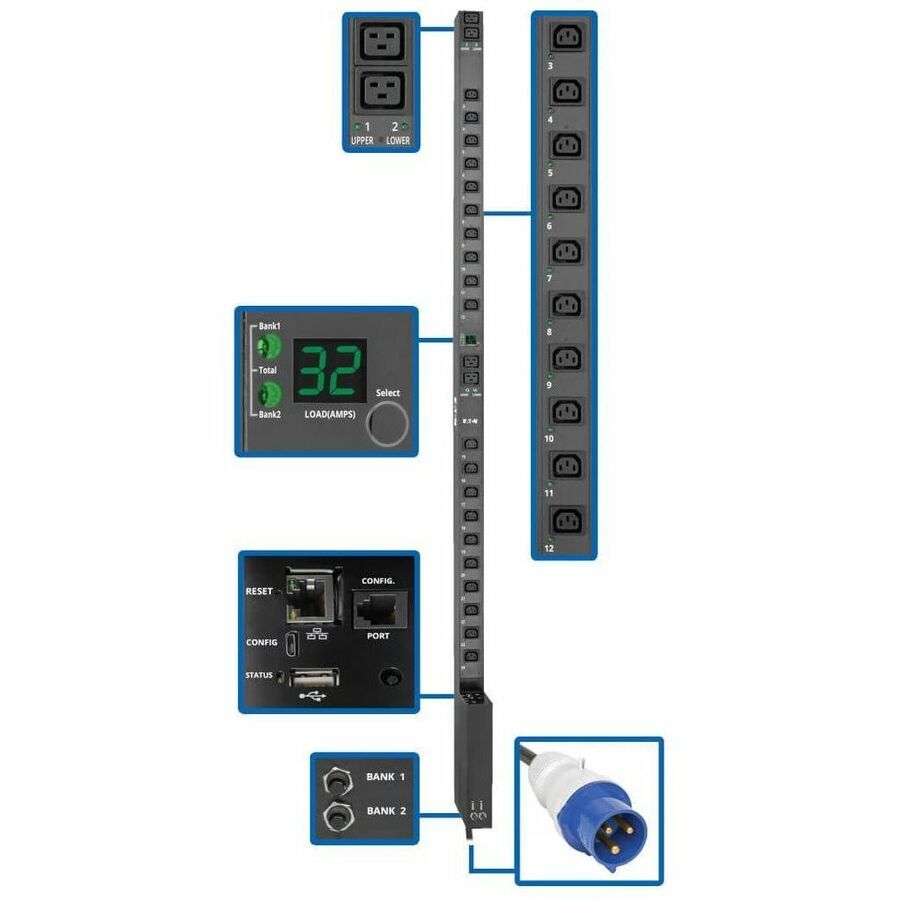 PDUMV32HVNETLX - POWER DISTRIBUTION UNIT - VERTICAL (0U) - 230V - 7.7KW - (20) C