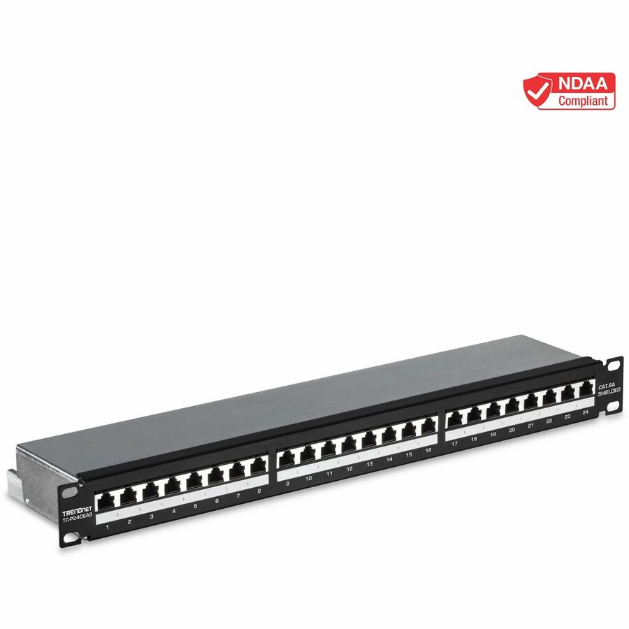 24-PORT CAT6A SHIELDED PATCH PANEL