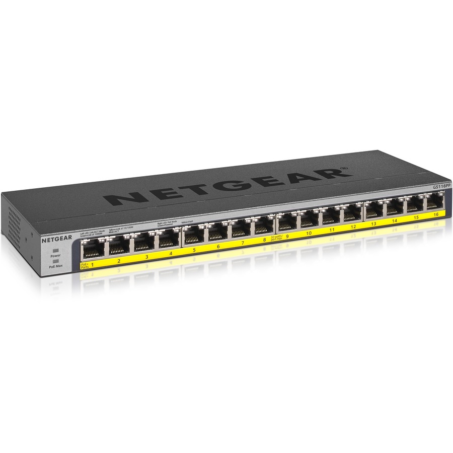 NETGEAR (GS116PP-100NAS) Switch non géré Ethernet PoE/PoE+ Gigabit Ethernet 16 ports 183 W