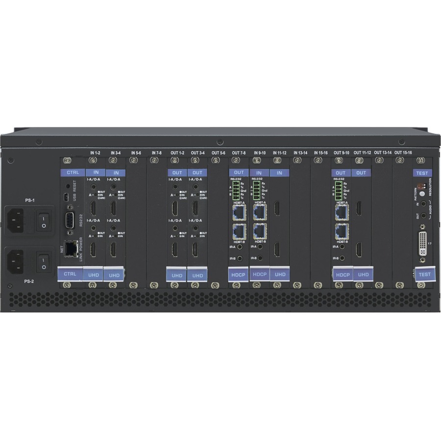 VS-1616DN-EM IS A HIGH-PERFORMANCE 2X2 TO 16X16 4K@60HZ (4:2:0) MODULAR MATRIX S