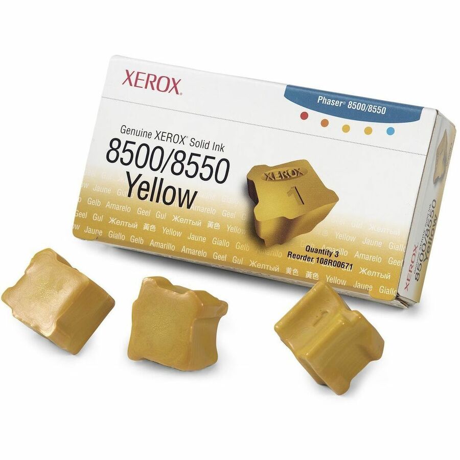 XEROX 108R00671 PHASER 8500/8550 YELLOW SOLID INK PACK (3 STICKS) - 3 STICKS, YI