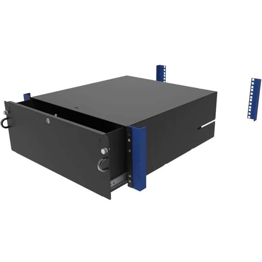 4U TALL LOCKABLE RACKMOUNT DRAWER: 18IN DEEP; 25 LB WEIGHT CAPACITY, MOUNTING DE