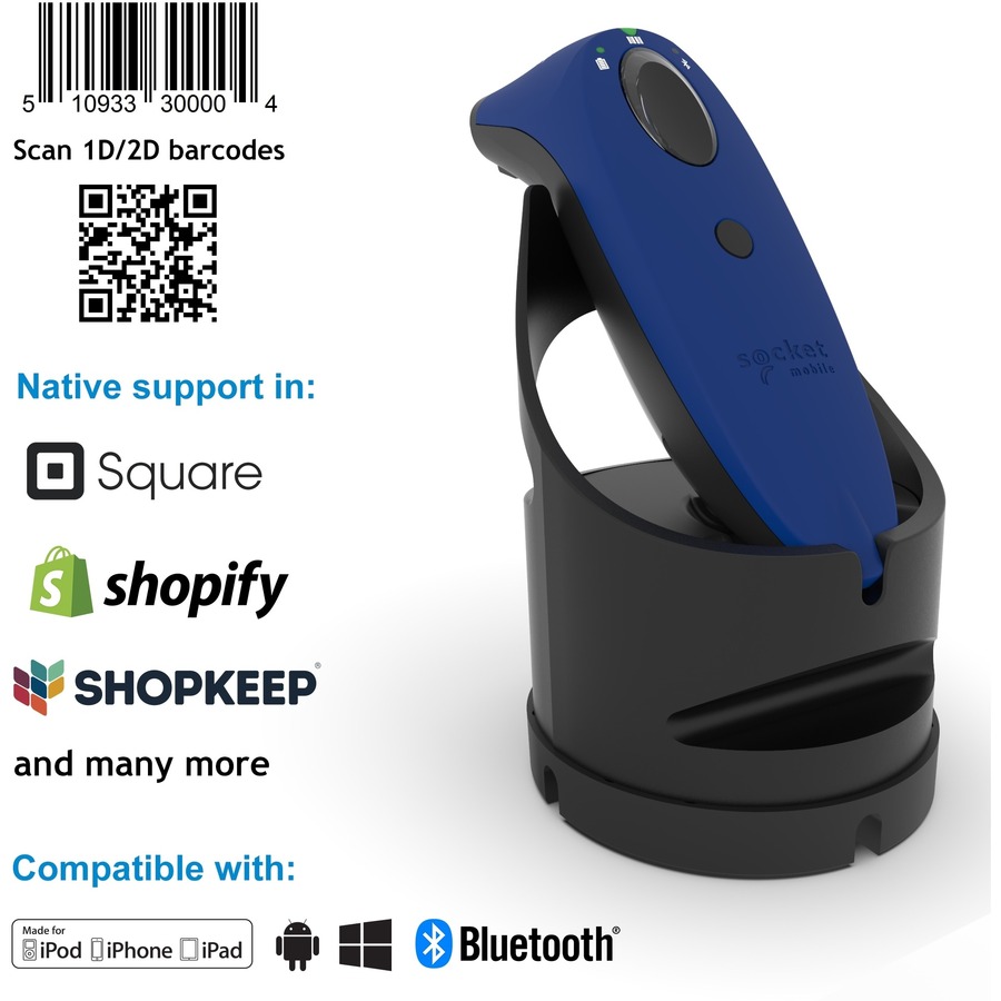 Socketscan S740, 2d Barcode Scanner, Blue & Charging Dock