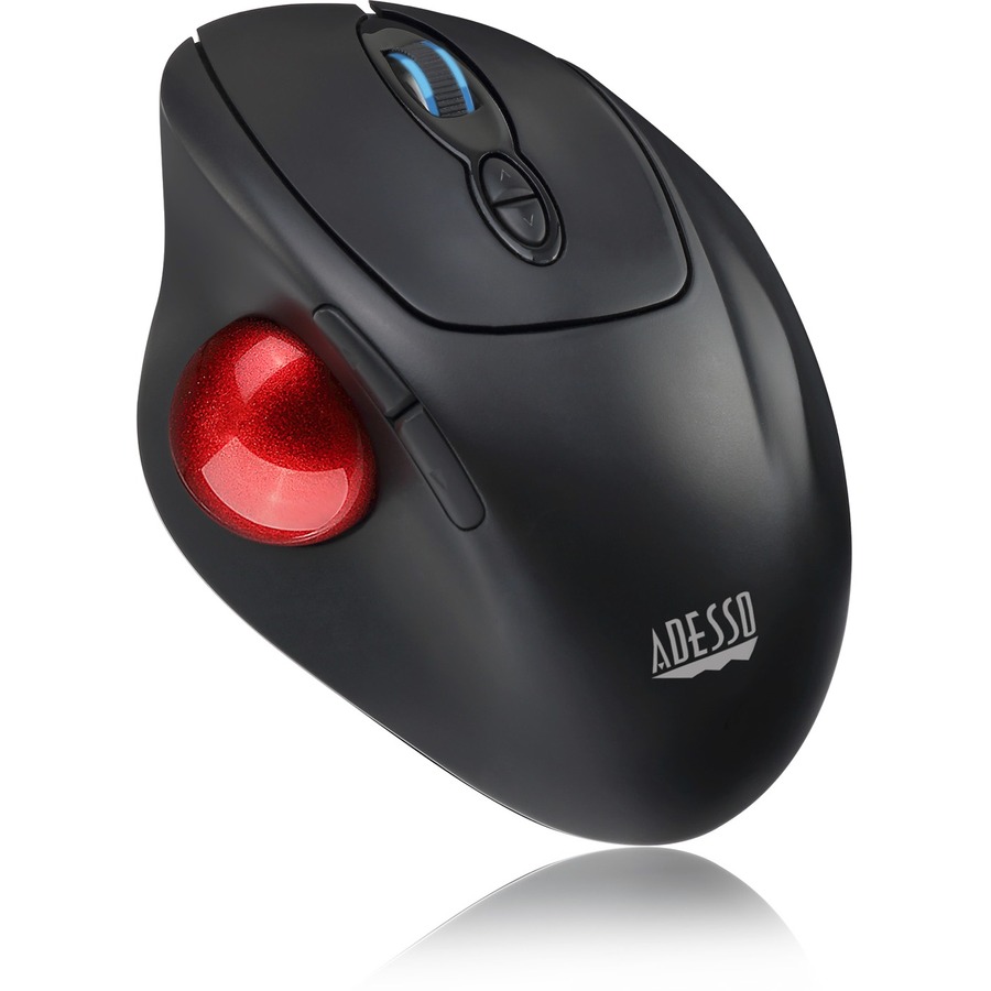 Adesso iMouse T30 - Wireless Programmable Ergonomic Trackball Mouse - Optical - Wireless - Radio Frequency - 2.40 GHz - Black - USB - 4800 dpi - Trackball, Scroll Wheel - 7 Button(s) - Right-handed