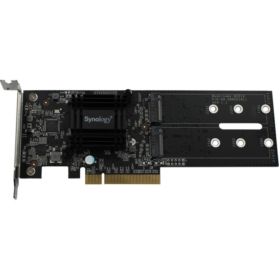 Synology M2D18 Dual-Slots M.2 SSD PCIe Expansion Card - for select Synology NAS (M2D18) - support both PCIe NVMe / SATA SSD 2280/2260/2242