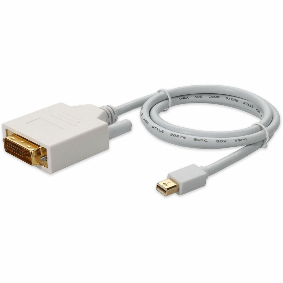 Addon 3ft Mini-Displayport Male to Dvi-D Single Link (18+1 Pin) Male White Cable