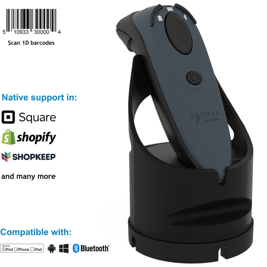 Durascan D730, Performance Laser Barcode Reader, Gray & Black USB-C Dock