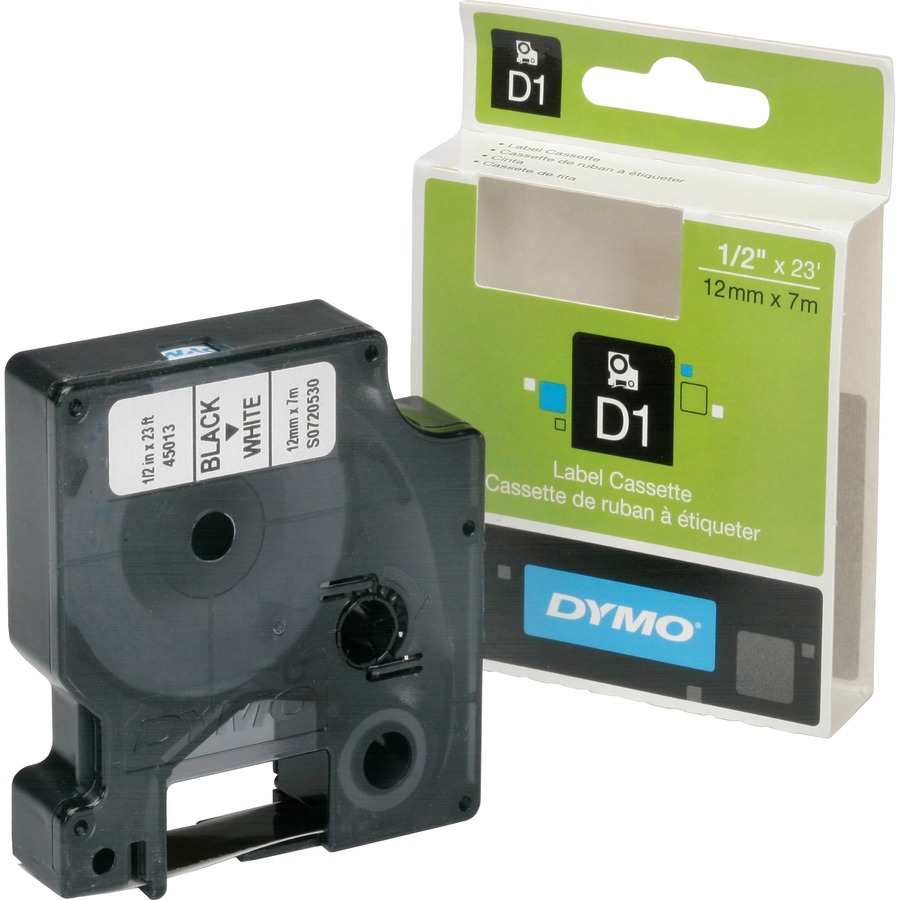 CARTRIDGE, LABEL, BLACK ON WHITE, 1/2IN