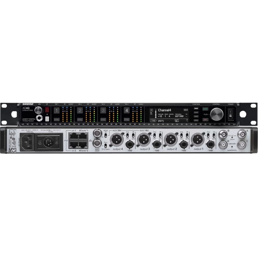 AXIENT DIGITAL FOUR-CHANNEL RECEIVER, DC POWERED, 256-BIT AES ENCRYPTION, 166 MH