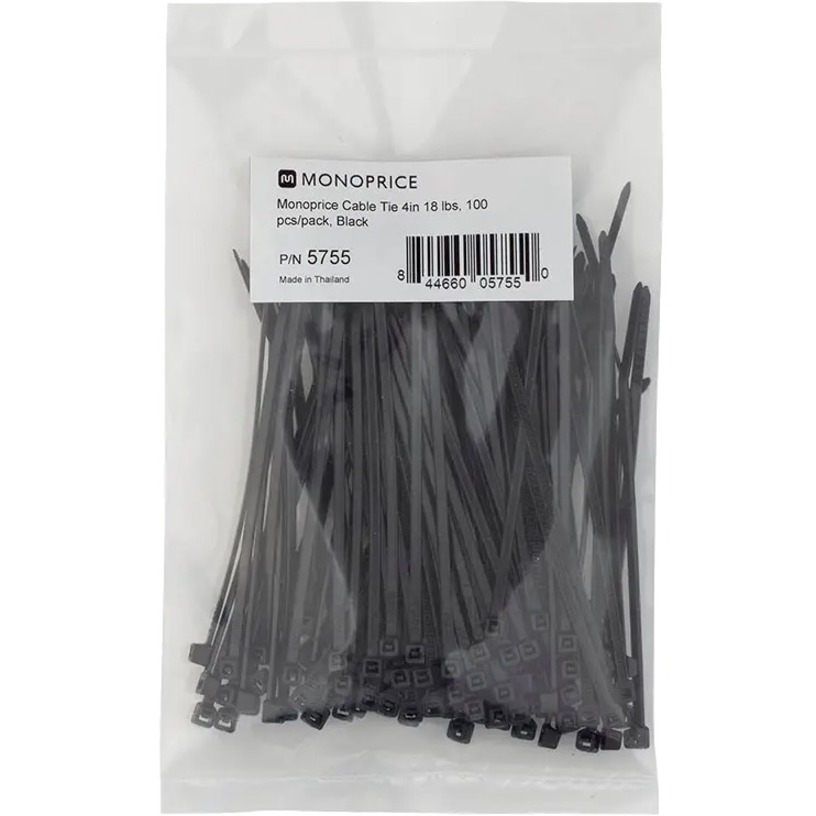 CABLE TIE 4 INCH 18LBS_ 100PCS/PK-BLACK