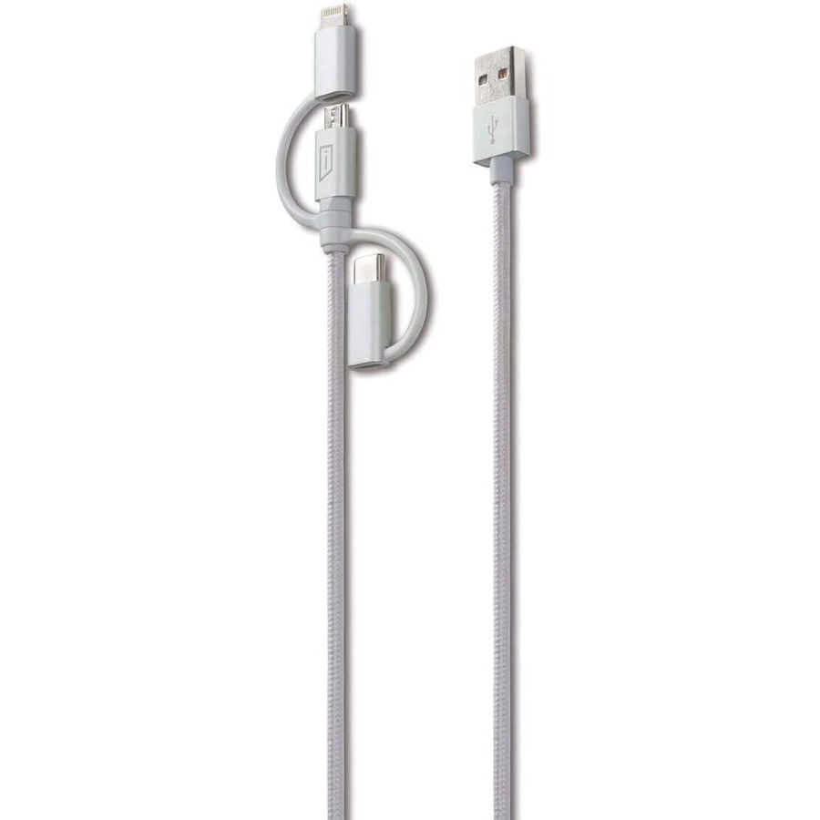 Targus 3-in-1 Charge Cable 4 ft Braided White | USB-C Lightning