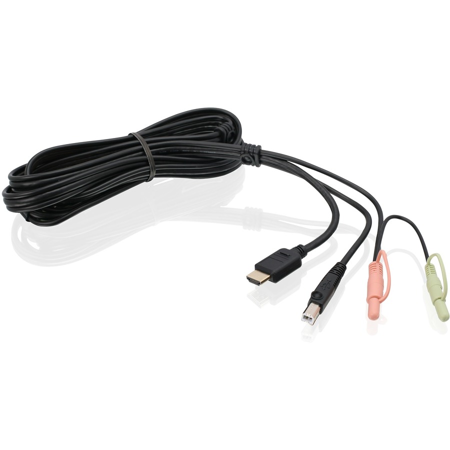 âble KVM IOGear (G2L802U) HDMI de 6 pi avec USB et audio (conforme à la loi TAA) - Câble KVM de 6 pi pour commutateur KVM, moniteur, haut-parleur, clavier/souris - Première extrémité: 1 x HDM mâle audio/vidéo numérique, Première extrémité: 1 x USB mâle de type B, Première extrémité: 2 x