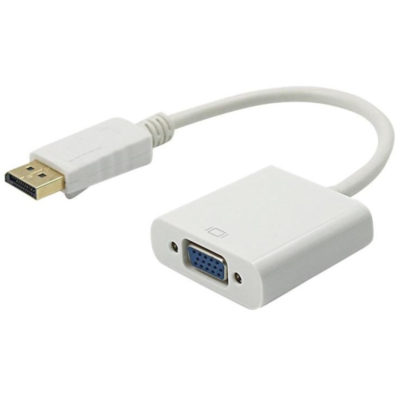 4xem 8in Displayport to Vga Adapter Dp Male to Vga Female White