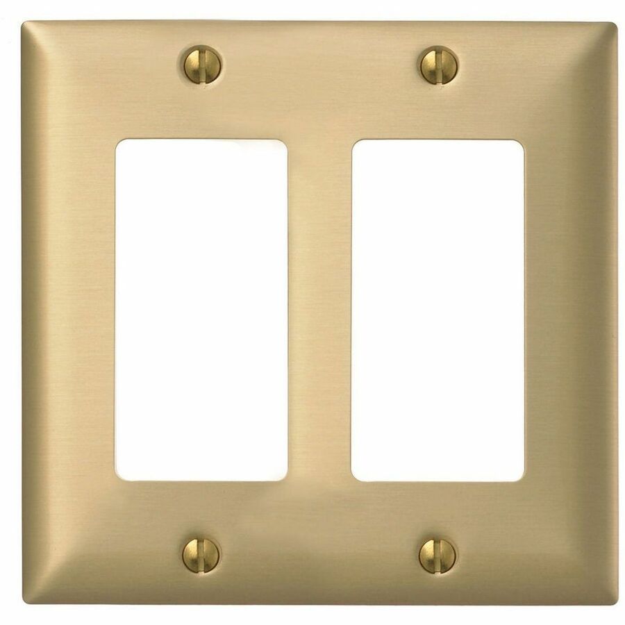 WALLPLATE, 2-G, GFCI, BRS PLT