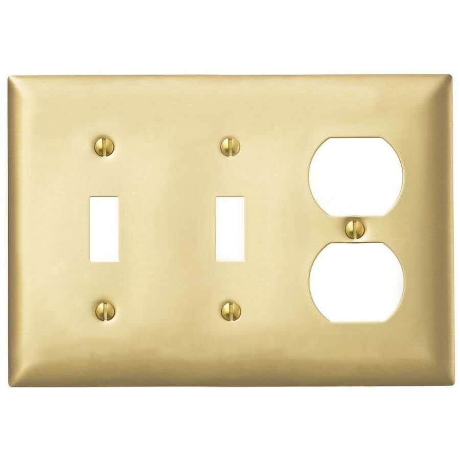 WALLPLATE, 3-G, TOG/TOG/DUP, BRS PLT