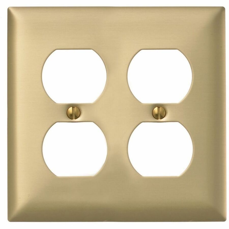 WALLPLATE, 2-G, 2) DUP, BRS PLT