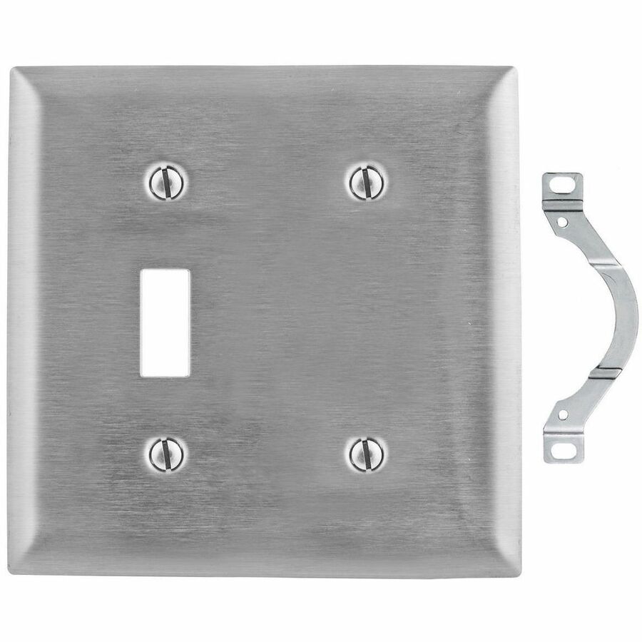 WALLPLATE, 2-G, SW/BLANK, SS