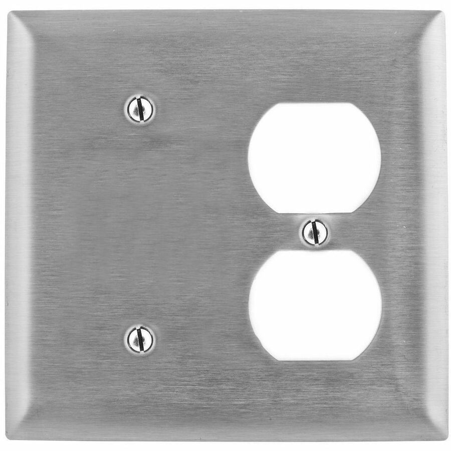 WALLPLATE, 2-G, BLANK/DUP, SS, BOX