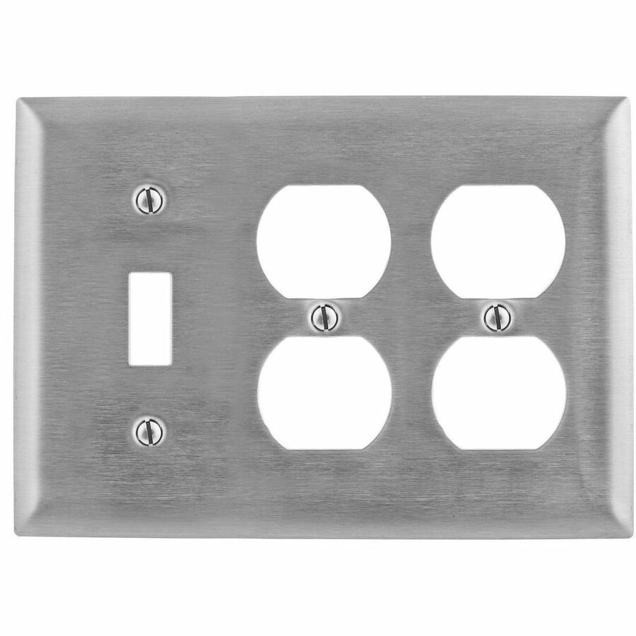 WALLPLATE, 3-G, SW/DUP/DUP, SS