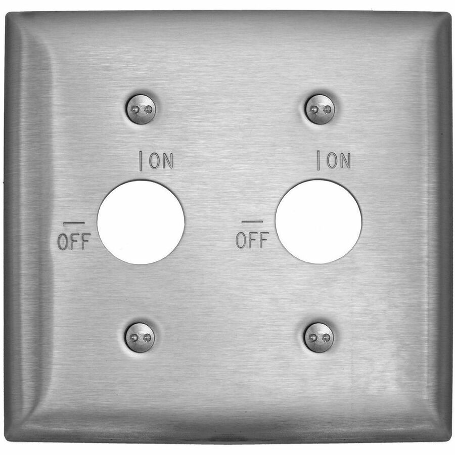 WALLPLATE, 2-G, RKL, ENG ON/OFF, SS