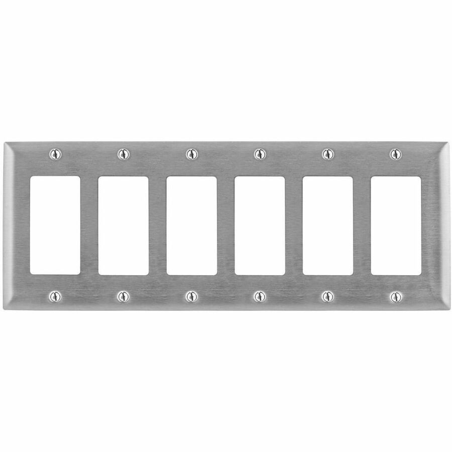 WALLPLATE, 6-G, GFCI, SS