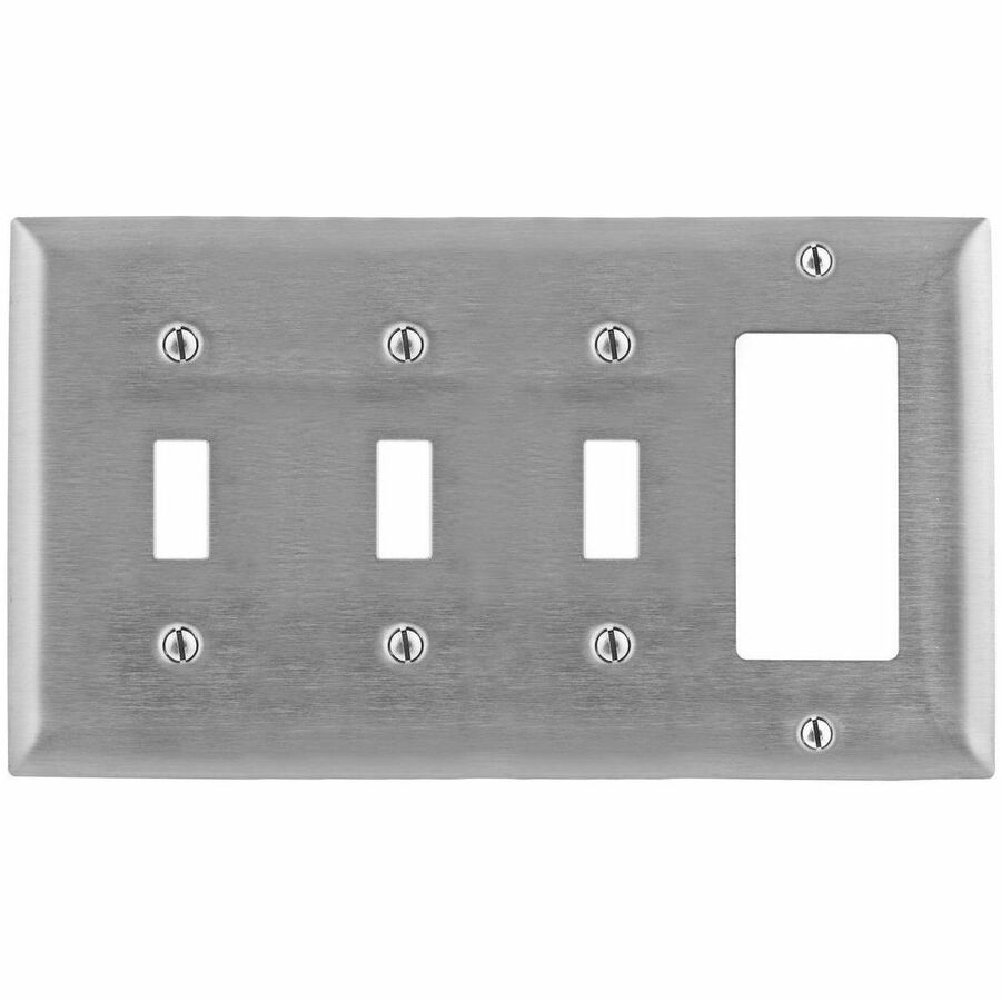 WALLPLATE, 4-G, SW/SW/SW/GFCI, SS