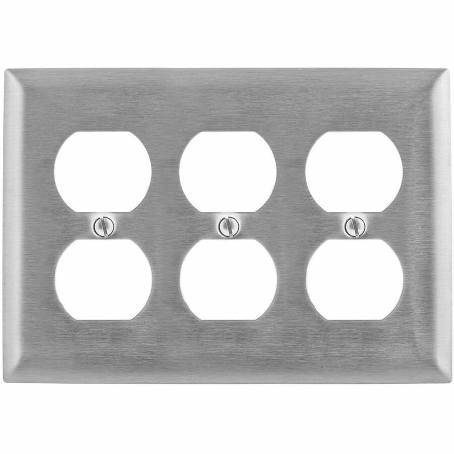 WALLPLATE, 3-G, DUP, SS